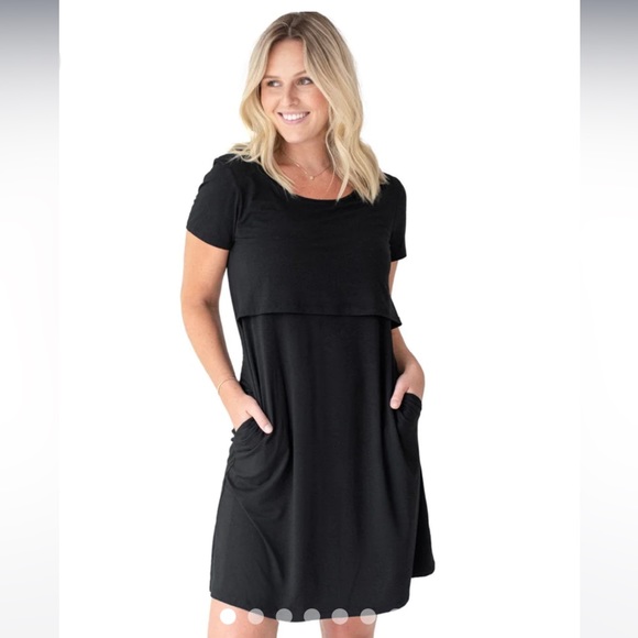 Kindred Bravely Eleanora Bamboo Nursing Dress Black Small - Picture 1 of 4